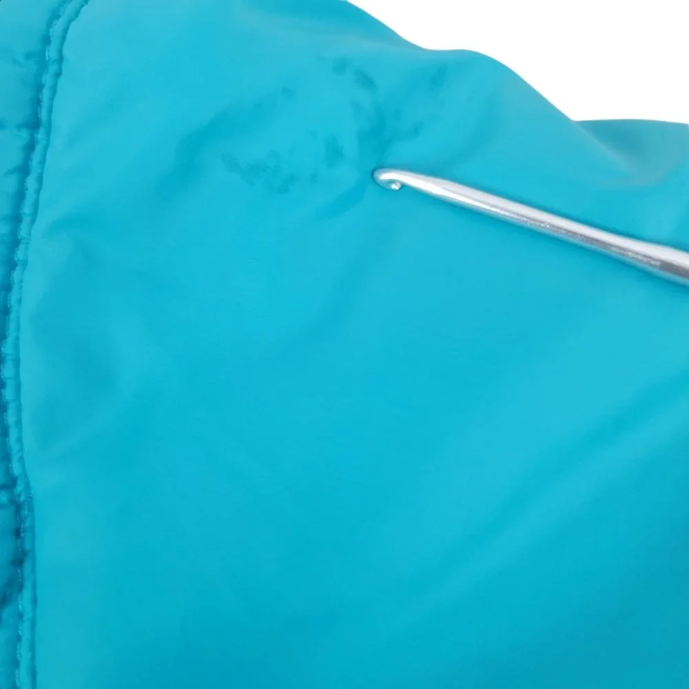 LL Bean Girl's Puffer Jacket Blue Teal Full Zip Reversible Jacket Fleece Pockets